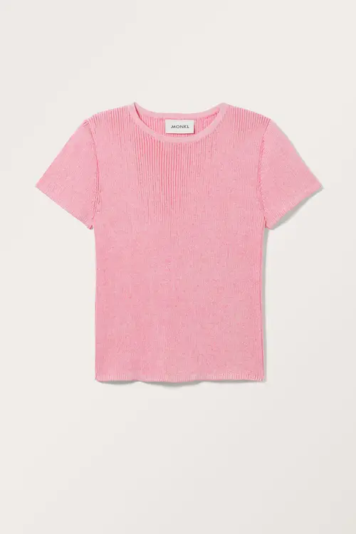 Knitted Short Sleeve T-shirt - Pink