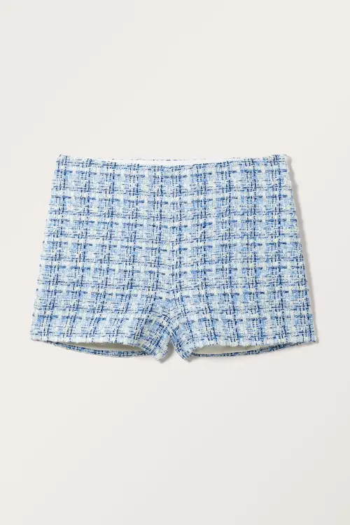 Tweed Mini Shorts - Blue