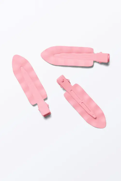 3-pack Frill Hair Clips - Pink