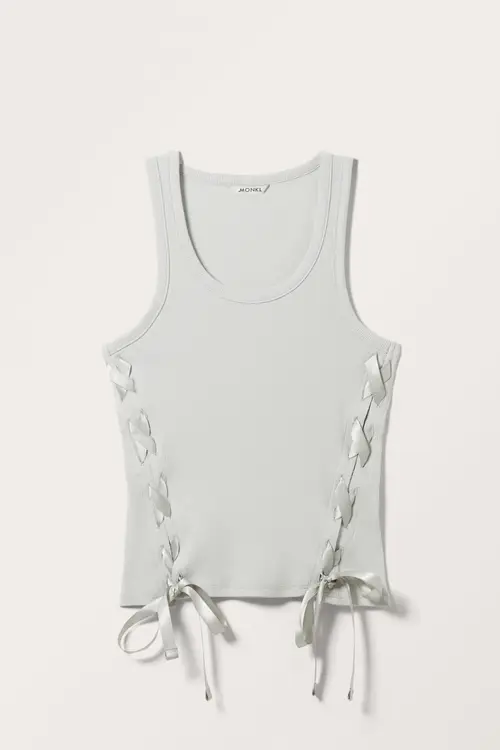 Tie Detailed Tank Top - Grey