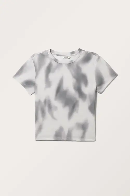 Printed Shrunken T-shirt - Grey