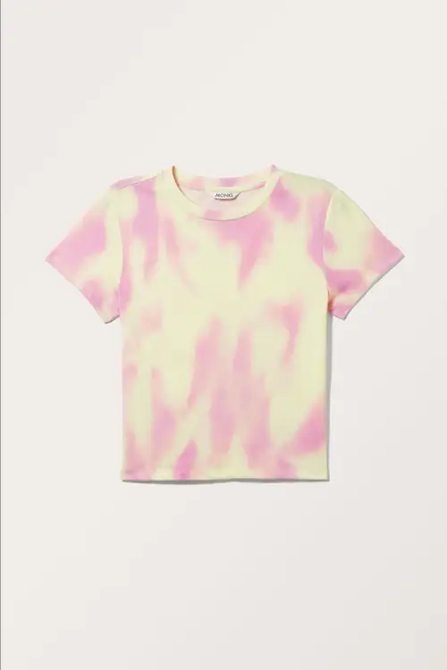 Printed Shrunken T-shirt - Pink