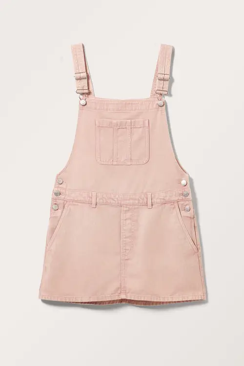 Washed Mini Dungaree Dress - Pink