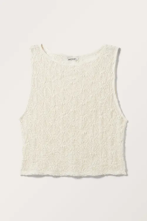 Short Lace Tank Top - White