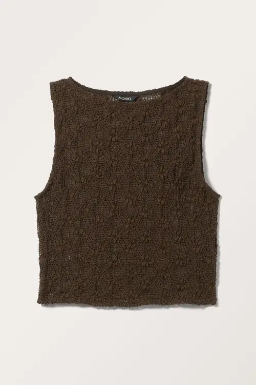 Short Lace Tank Top - Brown