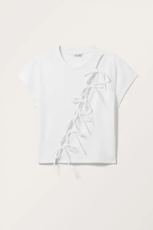 Short Sleeve Tie Top - White