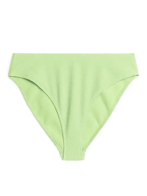 Mid Waist Crinkle Bikini Bottom - Green