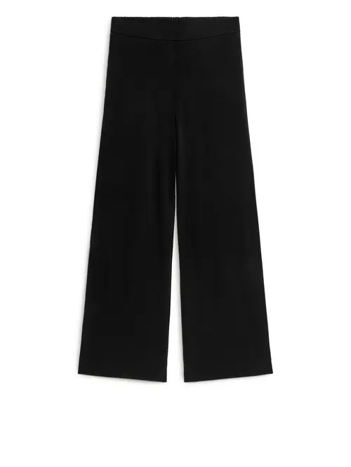 Wide Jersey Trousers - Black