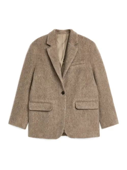 Brushed Wool Blazer - Beige