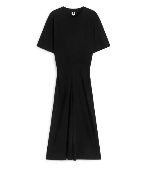 Viscose Crêpe T-Shirt Dress - Black