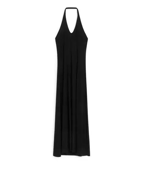 Halterneck Midi Dress - Black