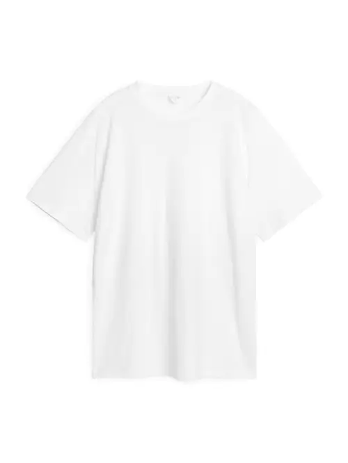 Oversized Linen-Blend T-Shirt - White