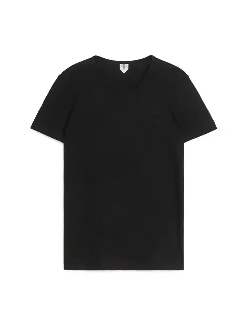 Linen-Blend T-Shirt - Black