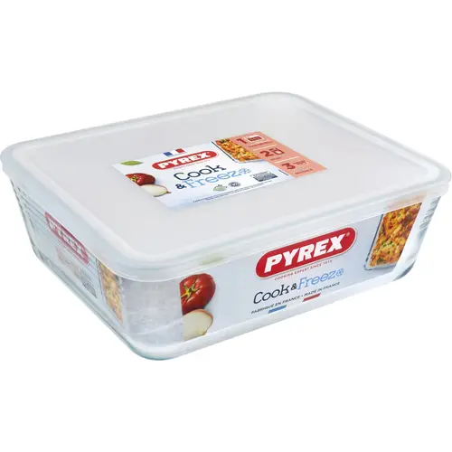 Pyrex Cook & Freeze madkasse/glasform med låg, 4,2 liter