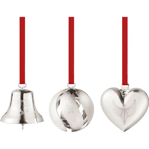 Georg Jensen Christmas Collection 2024 Gift Set juledekorationer 3 dele, palladiumbelægning