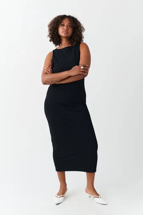 Boatneck rib dress