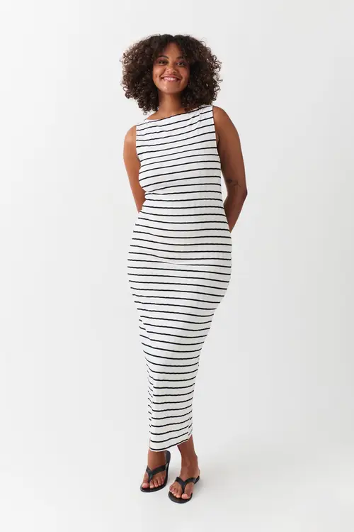 Boatneck rib dress