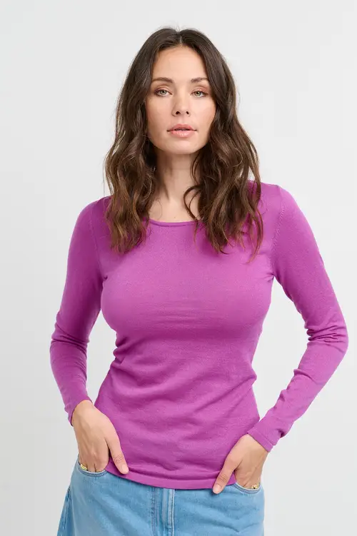 CRÉTON CRIndie glitter merino bluse (BEETROOT S)