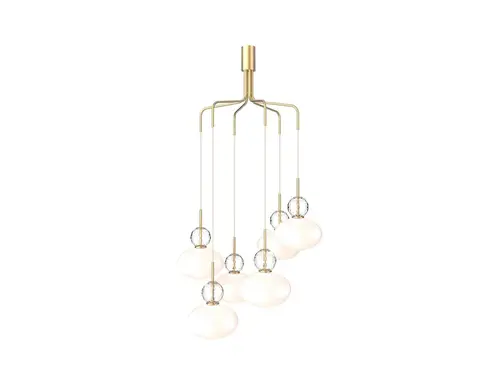 Nuura - Rizzatto Cluster 6 Lysekrone Satin Brass/Opal