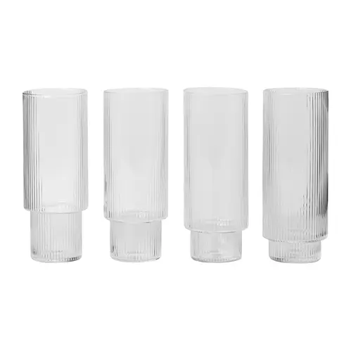 ferm LIVING Ripple long drink-glas pakke med 4 klar