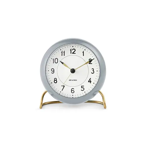 Arne Jacobsen Clocks AJ Station bordsur 12 cm grå-hvid