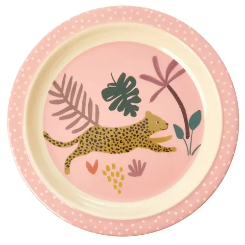 RICE Rice børnetallerken Jungle animals Pink/Multi