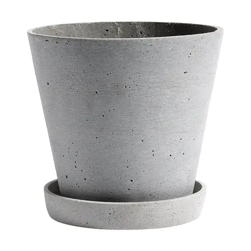 HAY HAY Flowerpot urtepotte med underkop L Ø17.5 cm Grå