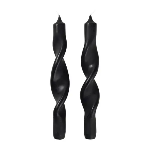 Broste Copenhagen Twist twisted candles snoede lys 23 cm 2-pak Simply black