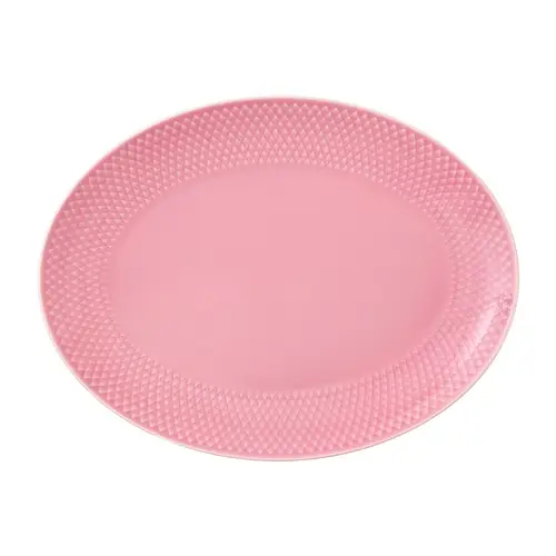 Lyngby Porcelæn Rhombe serveringsfad ovalt 21,5x28,5 cm Rosa