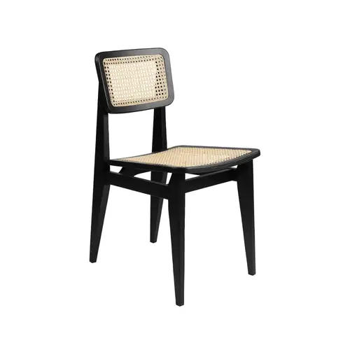 GUBI C-Chair stol black stained oak, rattan