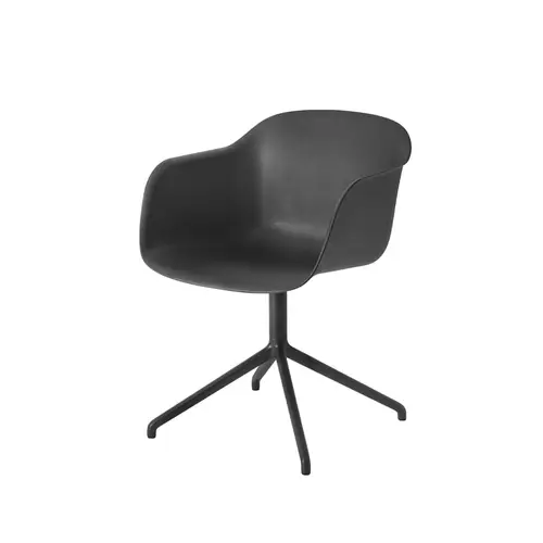 Muuto Fiber armchair drejebase med retur kontorsstol Black-anthracite black base