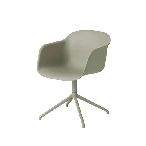 Muuto Fiber armchair drejebase med retur kontorsstol dusty green, grønt understel