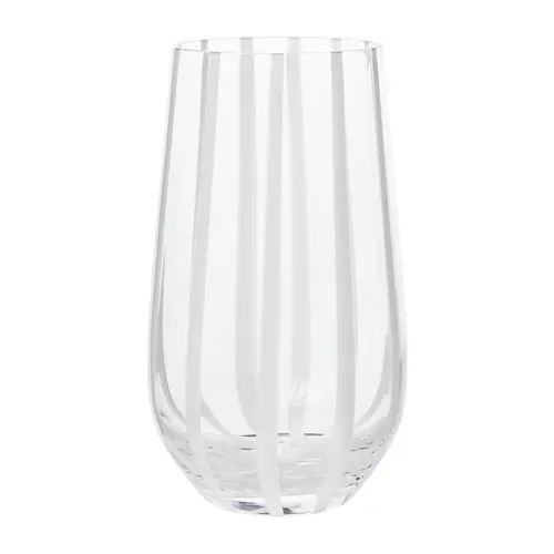 Broste Copenhagen Stripe drikkeglas 55 cl Clear/White stripes