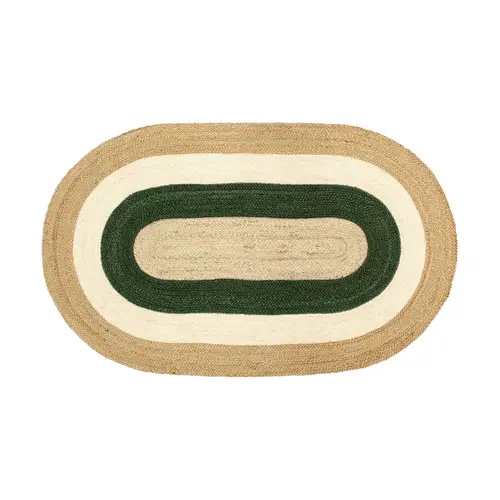 Dixie Elin Striped oval jutetæppe 92x150 cm Green