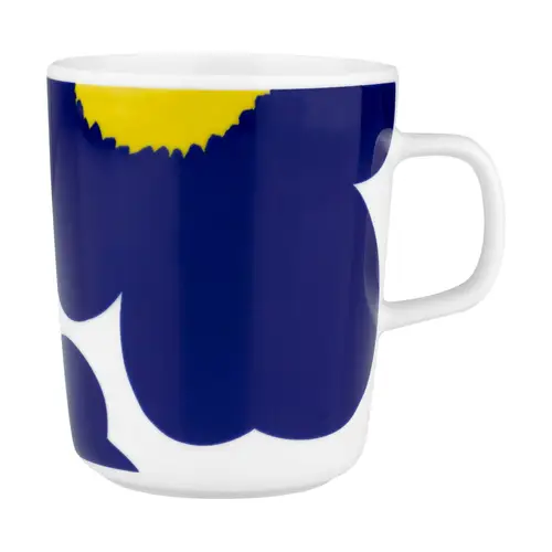 Marimekko Iso Unikko krus 25 cl White-d. blue-yellow