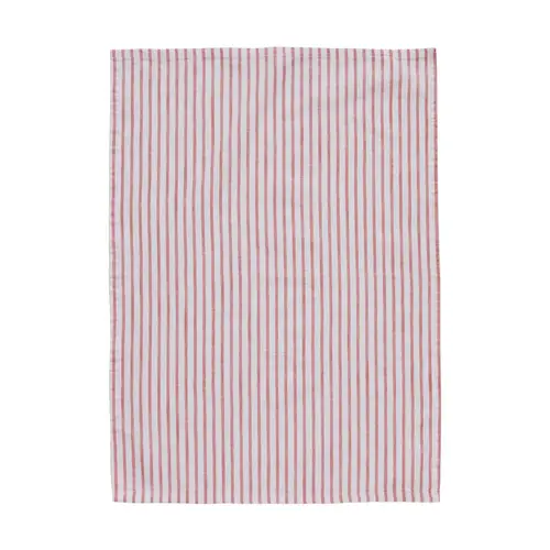 Lene Bjerre Olivia viskestykke smalle striber 50x70 cm Off White-Dark Coral