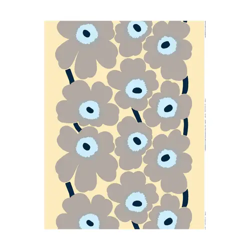 Marimekko Unikko hørstof Sand-grey-pale blue