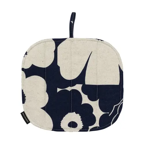 Marimekko Unikko kollaasi grydelap 21,5x21,5 cm Linen-dark navy