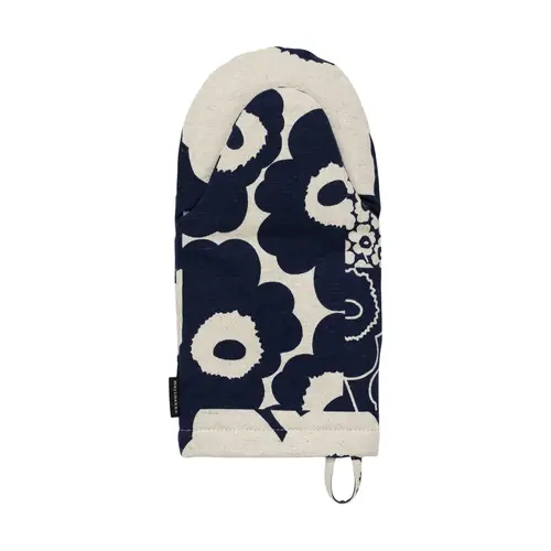 Marimekko Unikko kollaasi grydehandske Linen-dark navy