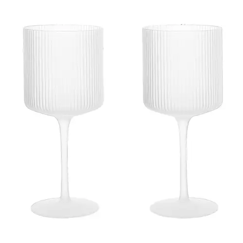 ferm LIVING Ripple rødvinsglas 32,5 cl 2-pak Frosted