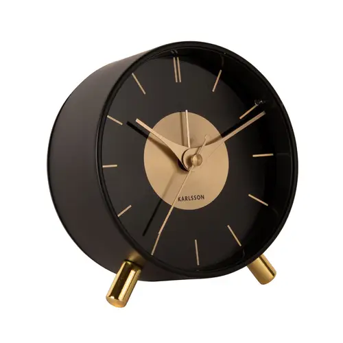 Karlsson Gold Disc Alarm Clock Vækkeur KA5919BK - Unisex - 10 cm - Kvarts