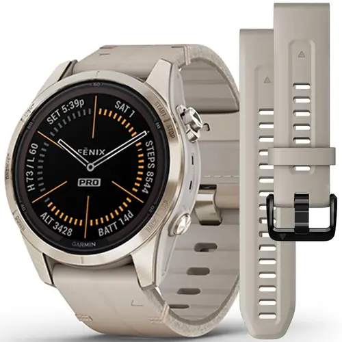 Garmin Fenix 7S Pro Sapphire Solar 010-02776-30 - Dame - 42 mm - Smartwatch - Digitalt/Smartwatch - Safirglas