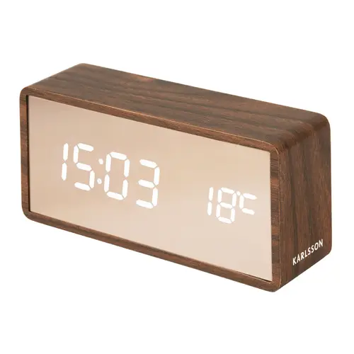 Karlsson Mirror Cooper Alarm Clock LED Vækkeur KA5878DW - Unisex - 15 cm - Kvarts