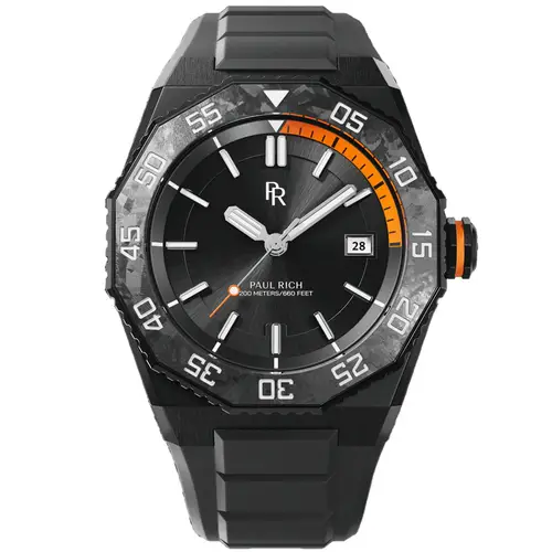 Paul Rich Aquacarbon All Black PR0011 - Herre - 43 mm - Analog - Kvarts - Safirglas