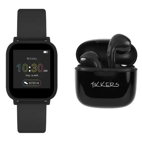 Tikkers Smartwatch and Earbuds Set TKS10-0002-SET - Unisex - 36 mm - Digitalt - Digitalt/Smartwatch