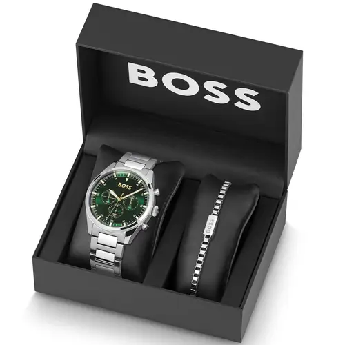 BOSS Pioneer Giftset 1570185 - Herre - 44 mm - Analog - Kvarts - Mineralglas