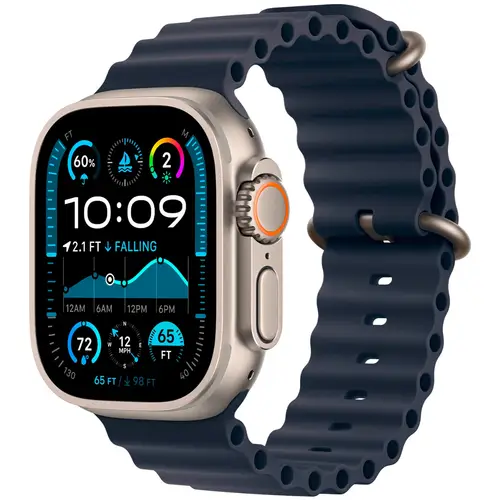 Apple Watch Ultra 2 GPS + Cellular 49mm Natural Titanium Ocean Band MX4D3 - Unisex - 49 mm - Smartwatch - Digitalt/Smartwatch - Safirglas