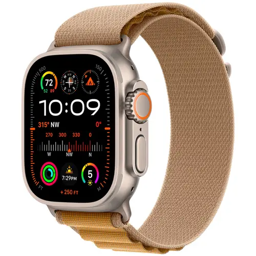 Apple Watch Ultra 2 GPS + Cellular 49mm Natural Titanium Alpine Loop L MX4H3 - Unisex - 49 mm - Smartwatch - Digitalt/Smartwatch - Safirglas