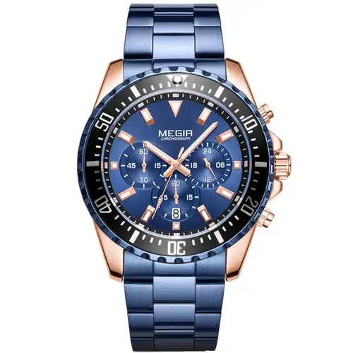 Megir Aviator MS2064GRE-BE-2N0 - Herre - 44 mm - Analog - Kvarts - Mineralglas