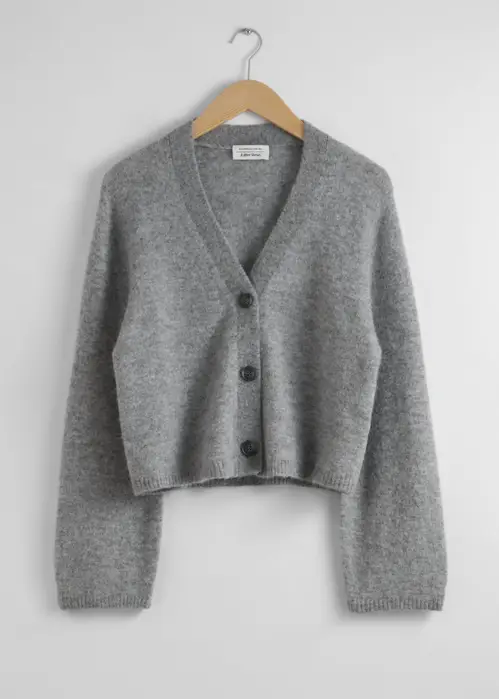 Oversized Knit Cardigan - Grey